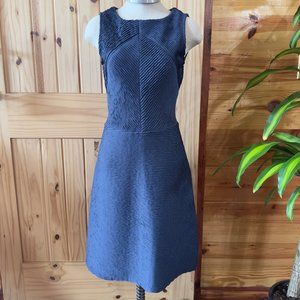 Daisy Fuentes Womens Navy Blue Ribbed Fit and Flare Sleeveless Dress S
